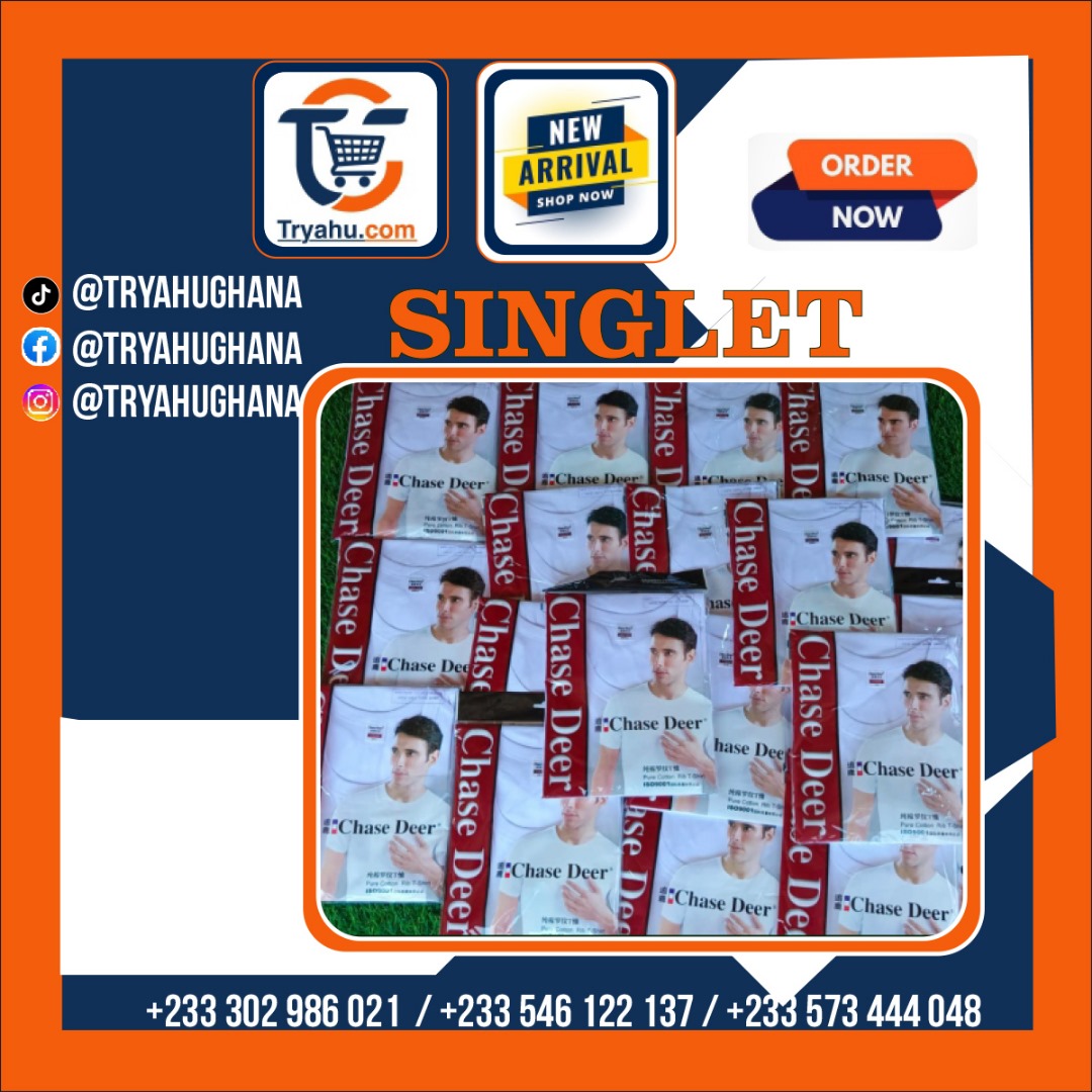 Chase Deer Men’s Singlet | 100% Cotton | Comfortable Everyday Wear | Tryahu Ghana